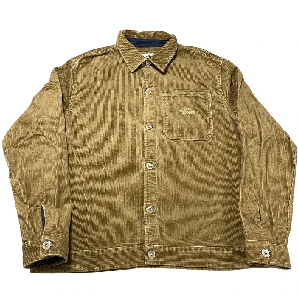 The North Face Jacket Mens Medium Beige‎ Corduroy Lined Button Front Workwear